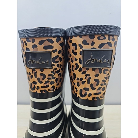Joules Molly Welly Leopard Print Tan Rain Boots Women's 11 Mid High V02660 - Picture 4 of 9